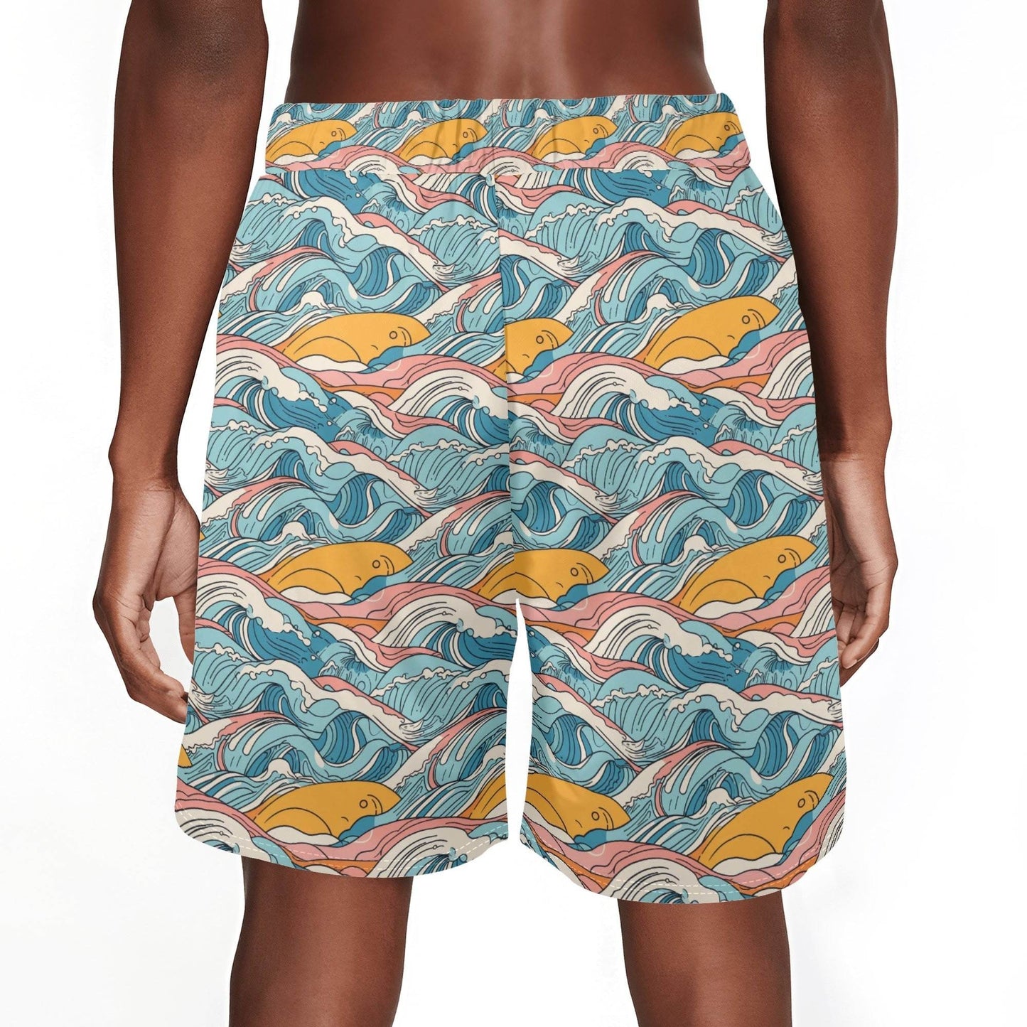 Men's Sun in the Waves Mesh Shorts Sea Life Swim Trunks - DeRose Seasonal