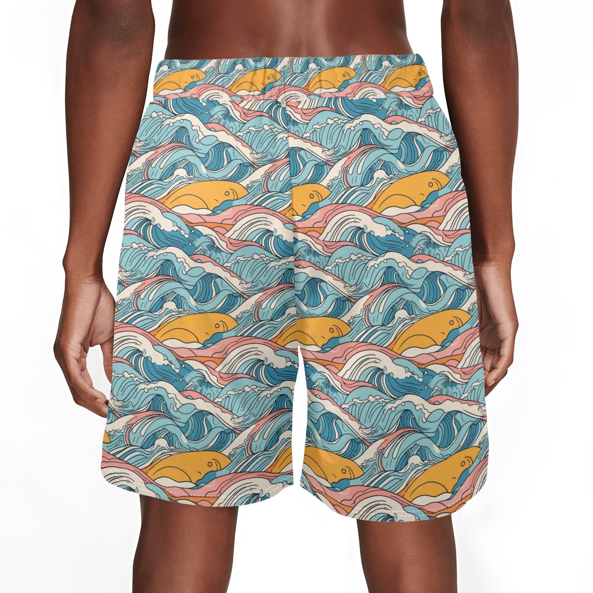 Men's Sun in the Waves Mesh Shorts Sea Life Swim Trunks - DeRose Seasonal