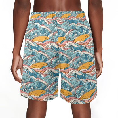 Men's Sun in the Waves Mesh Shorts Sea Life Swim Trunks - DeRose Seasonal