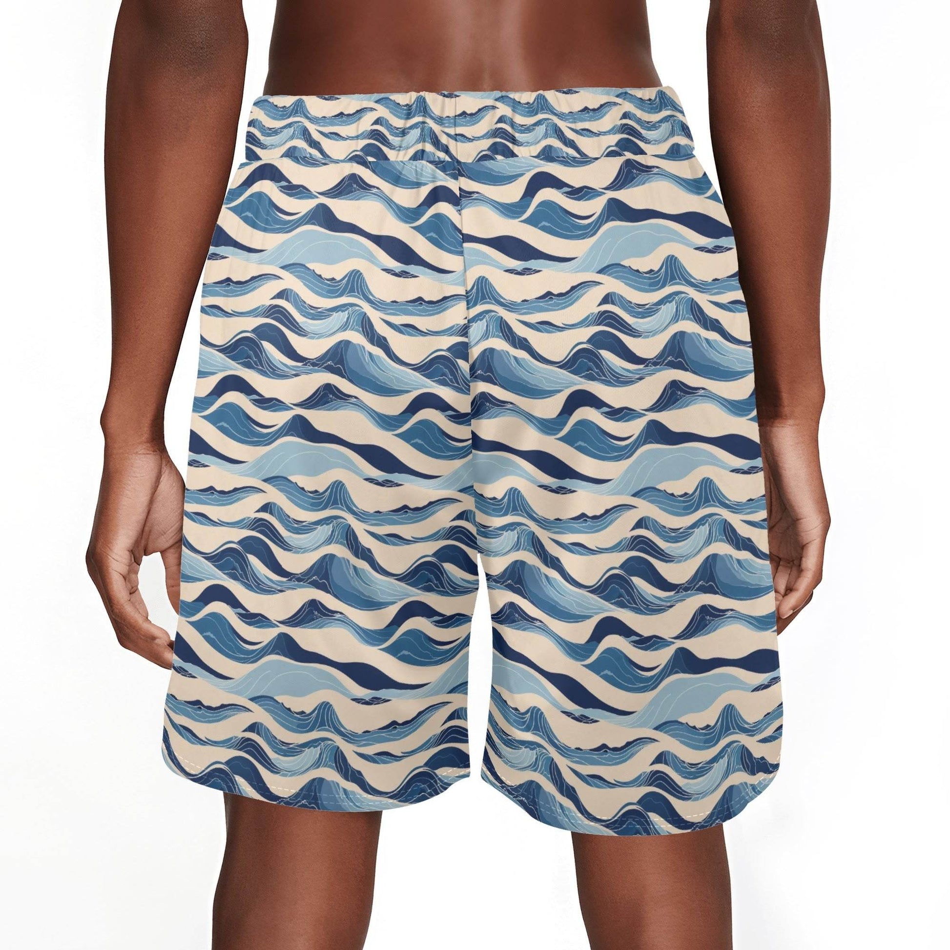 Men's Blue Waves Mesh Shorts Sea Life Swim Trunks - DeRose Seasonal
