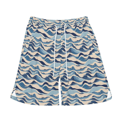 Men's Blue Waves Mesh Shorts Sea Life Swim Trunks - DeRose Seasonal