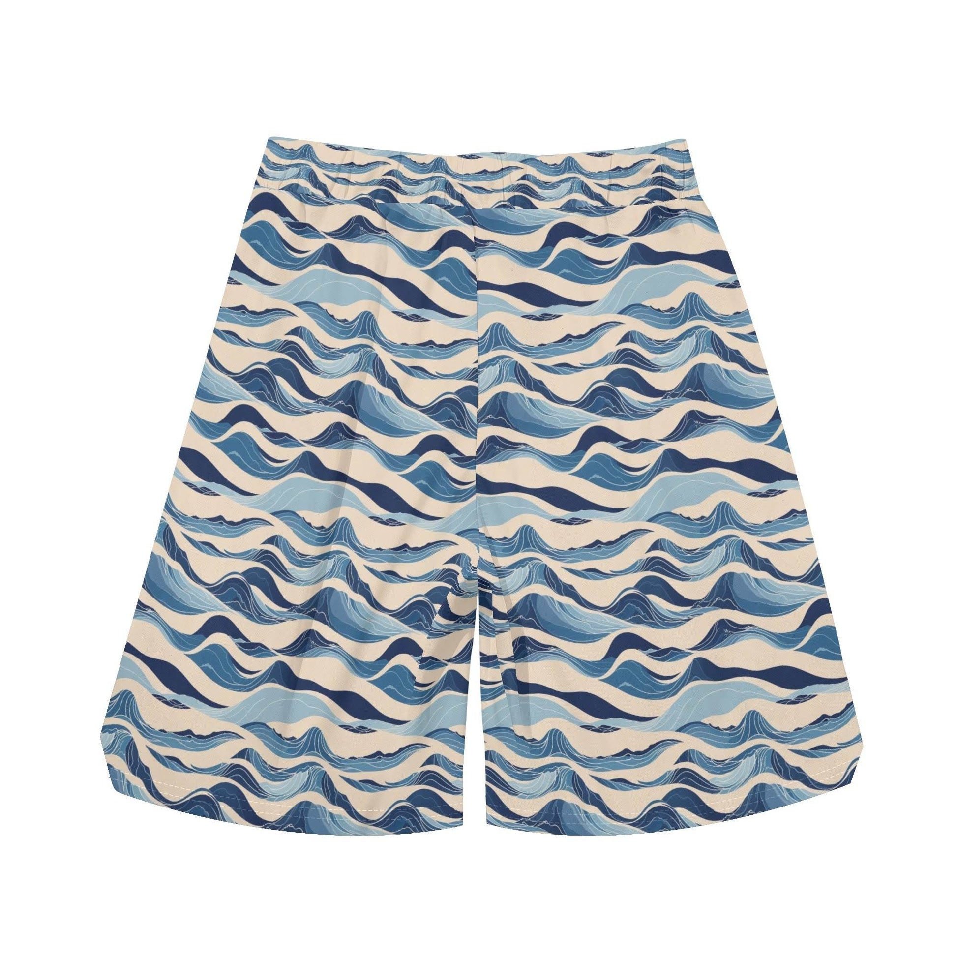 Men's Blue Waves Mesh Shorts Sea Life Swim Trunks - DeRose Seasonal