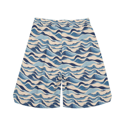 Men's Blue Waves Mesh Shorts Sea Life Swim Trunks - DeRose Seasonal