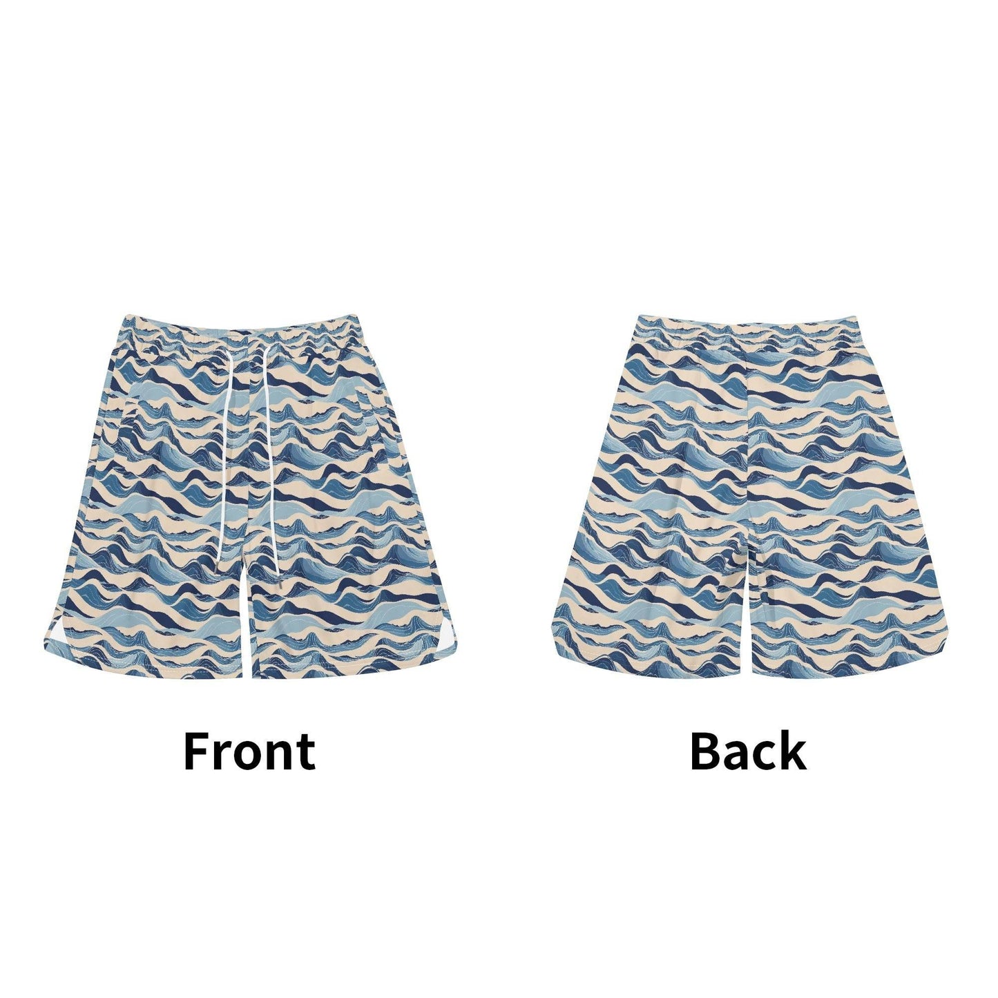 Men's Blue Waves Mesh Shorts Sea Life Swim Trunks - DeRose Seasonal