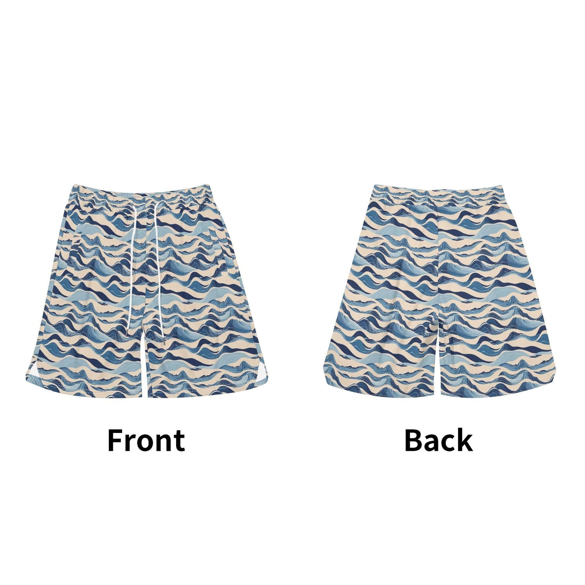 Men's Blue Waves Mesh Shorts Sea Life Swim Trunks - DeRose Seasonal
