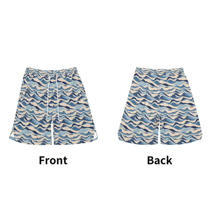 Men's Blue Waves Mesh Shorts Sea Life Swim Trunks - DeRose Seasonal