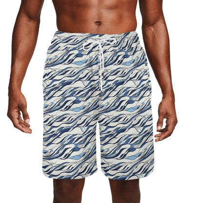 Men's Ocean Lines Mesh Shorts Sea Life Swim Trunks - DeRose Seasonal