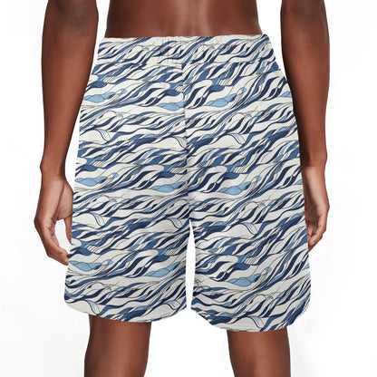 Men's Ocean Lines Mesh Shorts Sea Life Swim Trunks - DeRose Seasonal