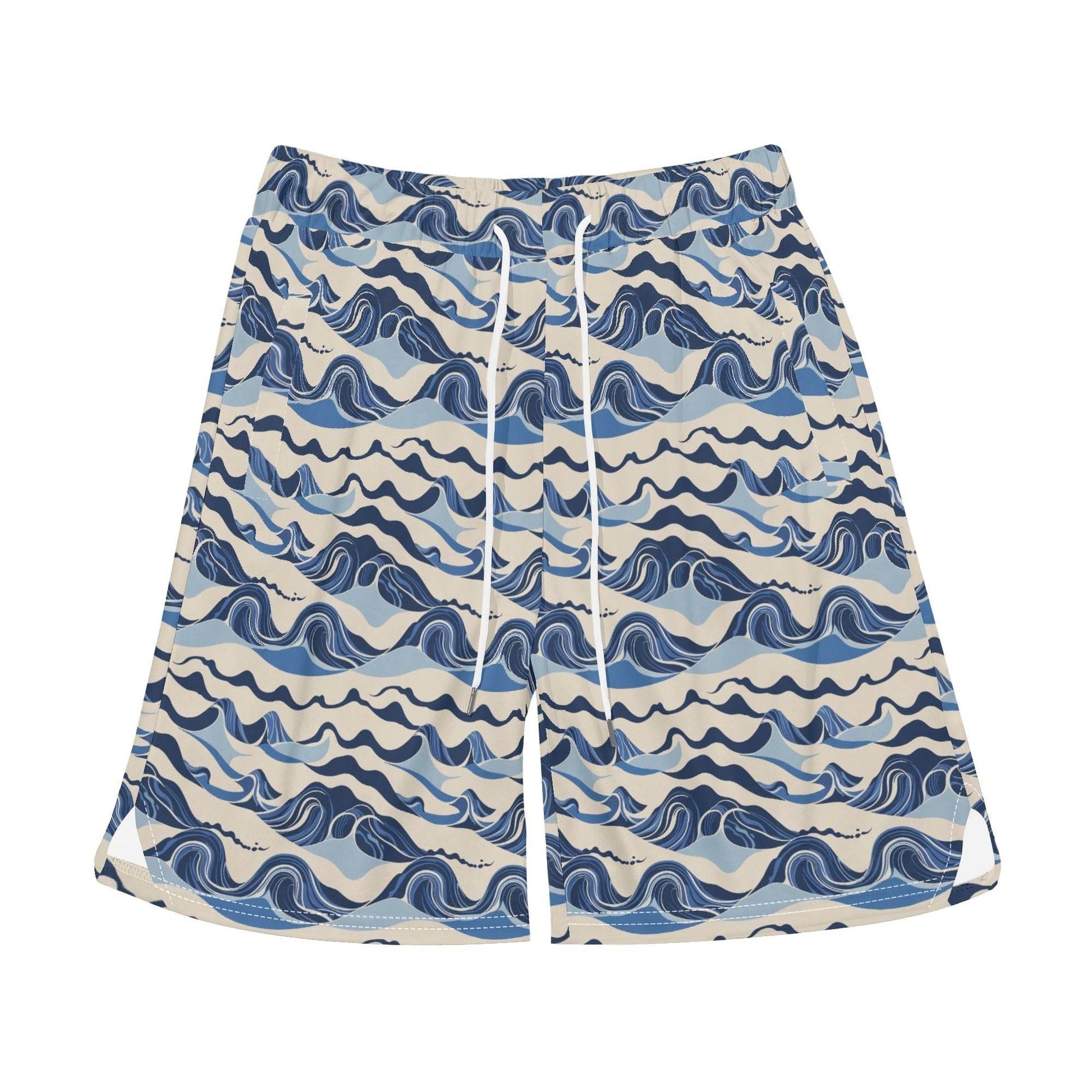 Mens Abstract Waves Mesh Shorts Sea Life Swim Trunks - DeRose Seasonal