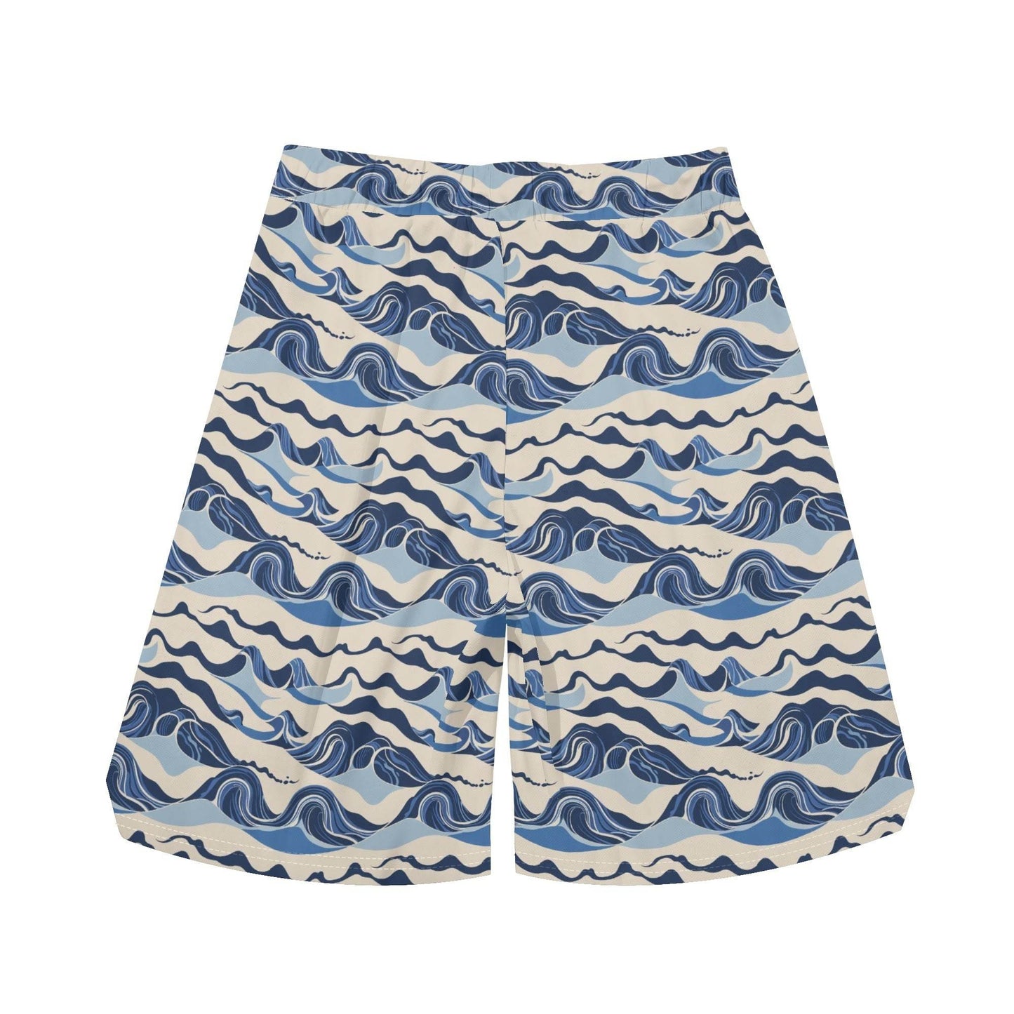 Mens Abstract Waves Mesh Shorts Sea Life Swim Trunks - DeRose Seasonal