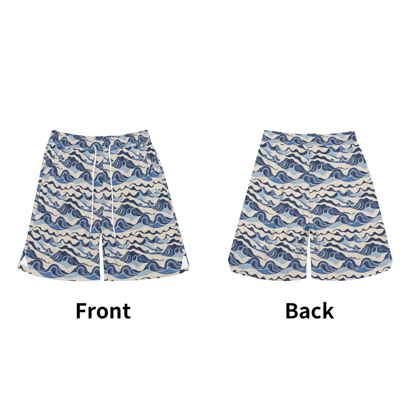 Mens Abstract Waves Mesh Shorts Sea Life Swim Trunks - DeRose Seasonal