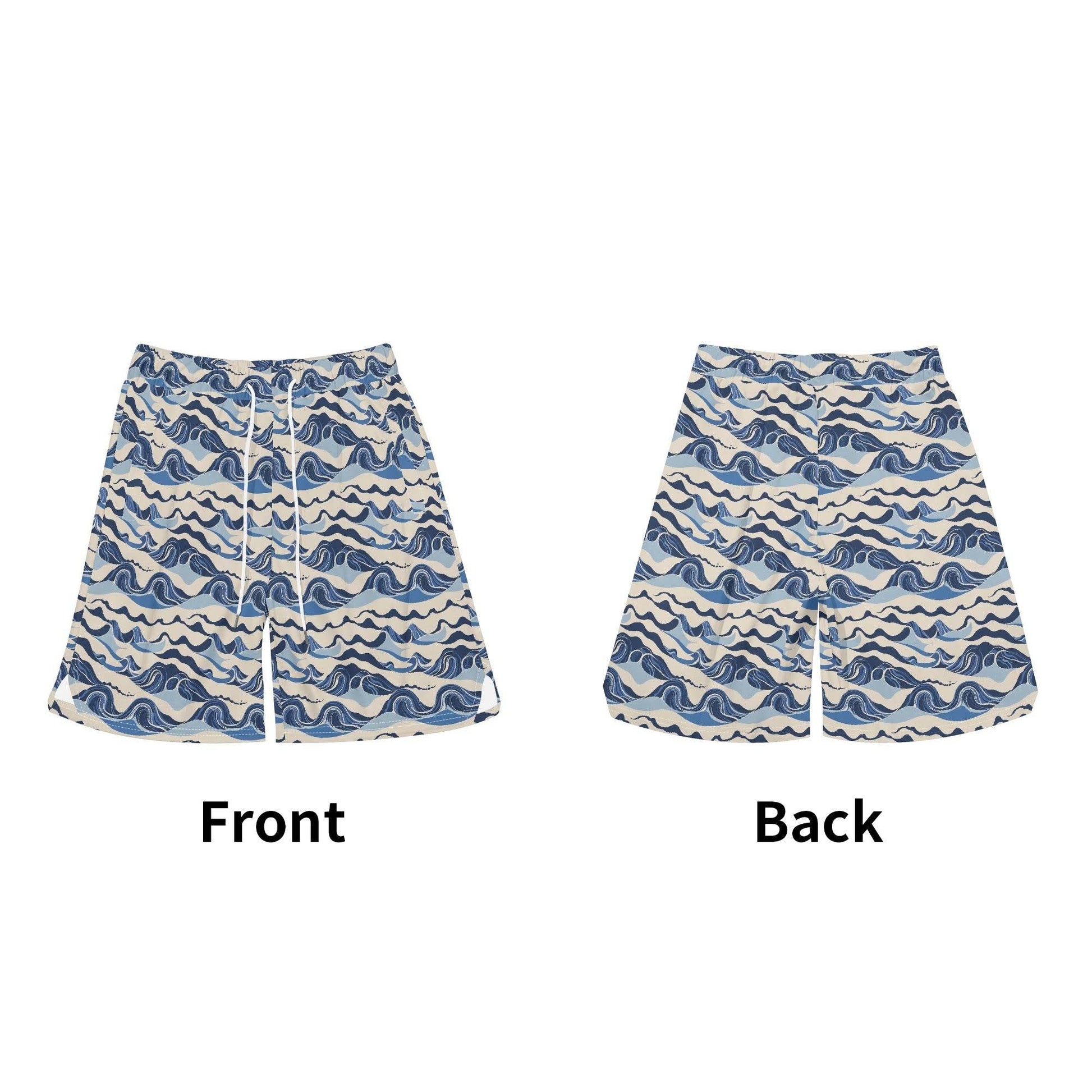Mens Abstract Waves Mesh Shorts Sea Life Swim Trunks - DeRose Seasonal