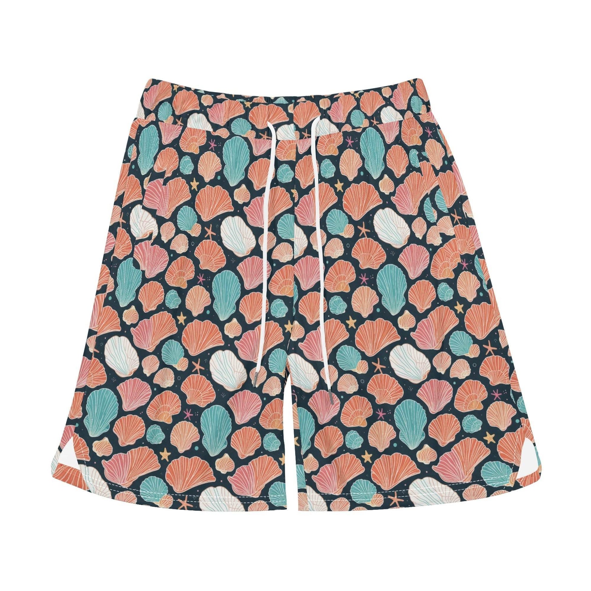 Men's Big Shells and Stars Mesh Shorts Sea Life Swim Trunks - DeRose Seasonal