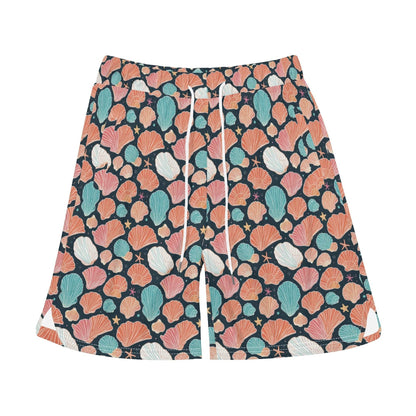 Men's Big Shells and Stars Mesh Shorts Sea Life Swim Trunks - DeRose Seasonal