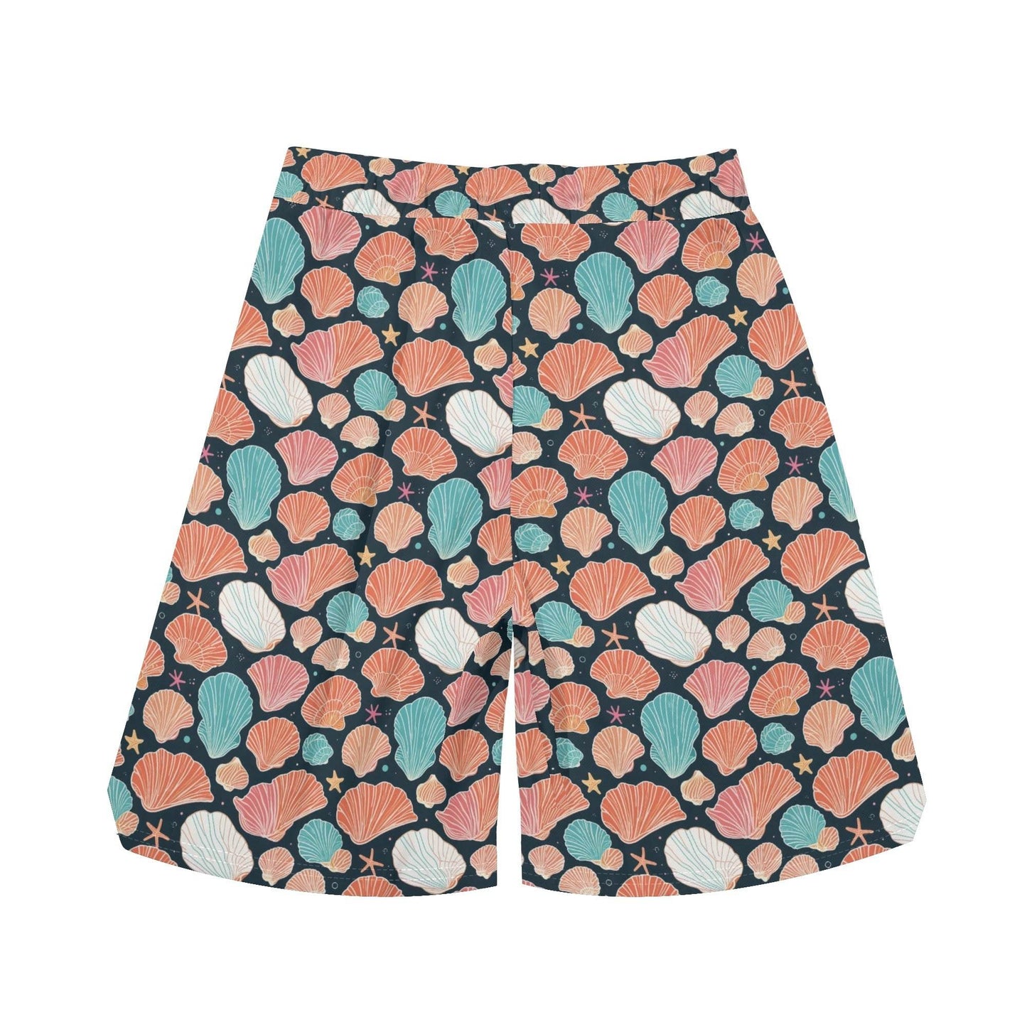 Men's Big Shells and Stars Mesh Shorts Sea Life Swim Trunks - DeRose Seasonal