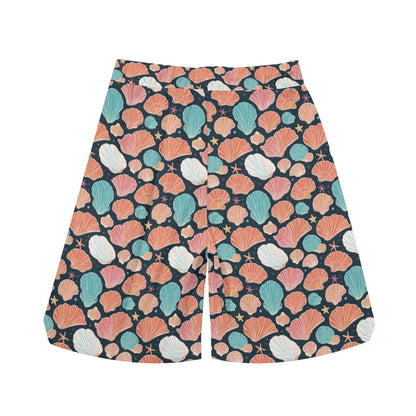 Men's Big Shells and Stars Mesh Shorts Sea Life Swim Trunks - DeRose Seasonal
