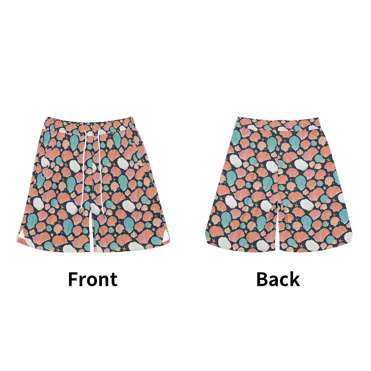 Men's Big Shells and Stars Mesh Shorts Sea Life Swim Trunks - DeRose Seasonal