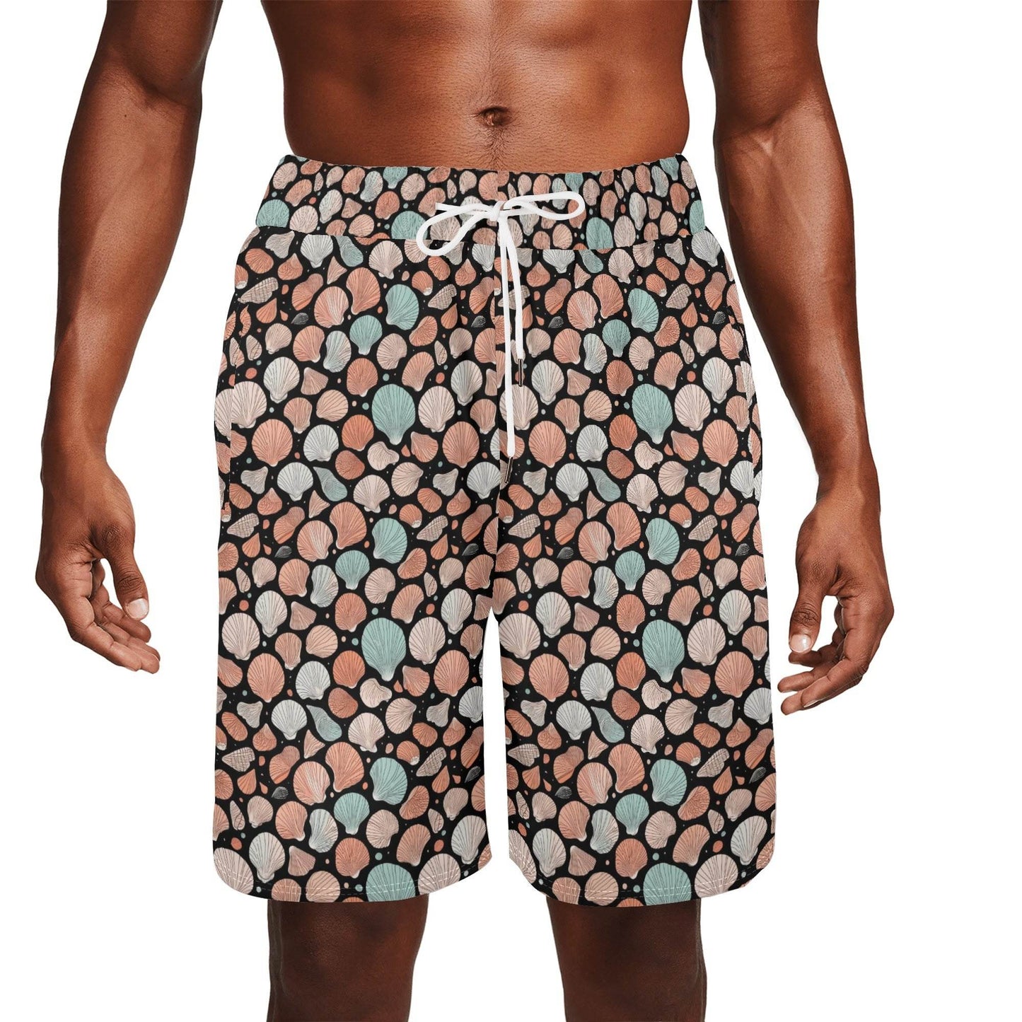 Men's Seashells Mesh Shorts Sea Life Swim Trunks - DeRose Seasonal