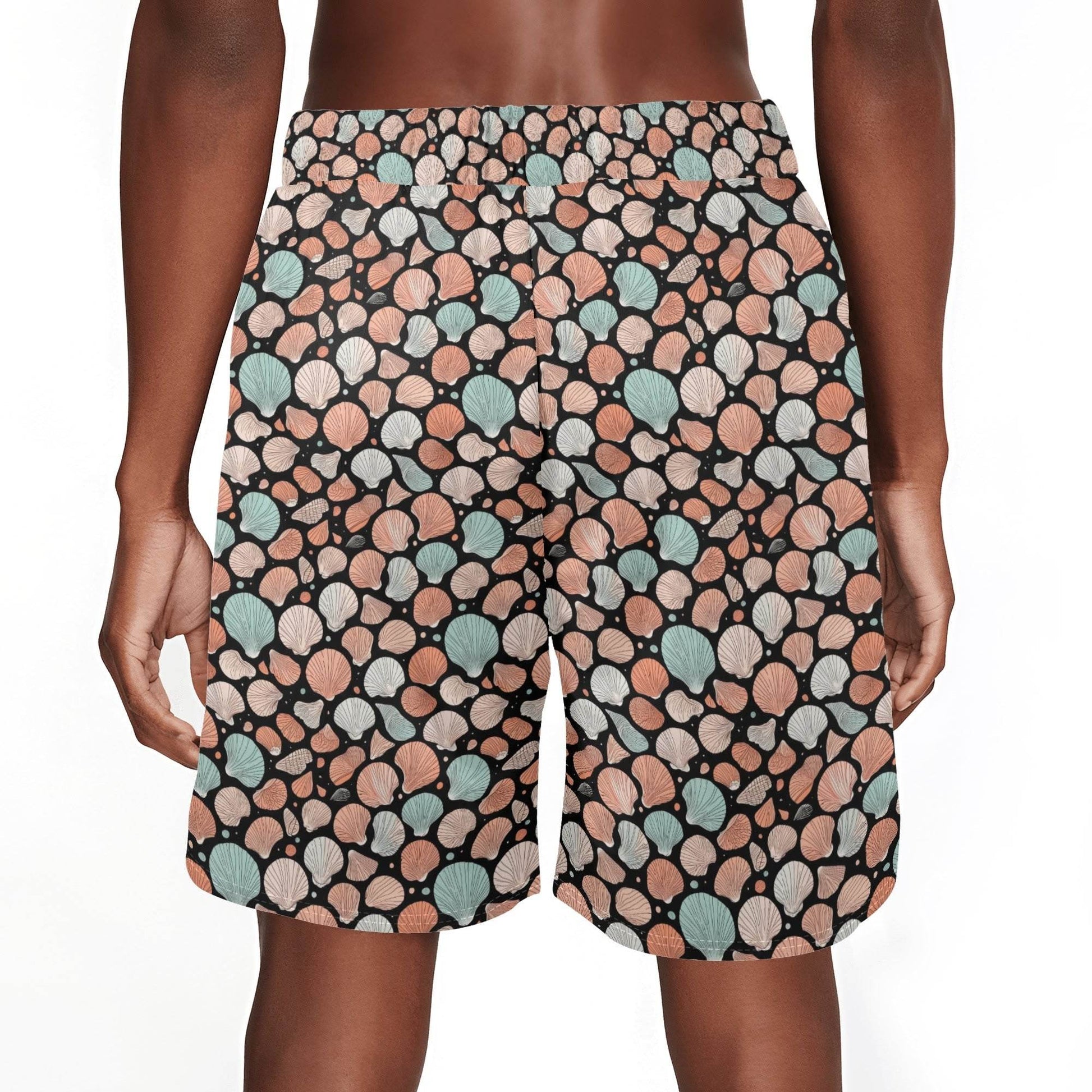 Men's Seashells Mesh Shorts Sea Life Swim Trunks - DeRose Seasonal