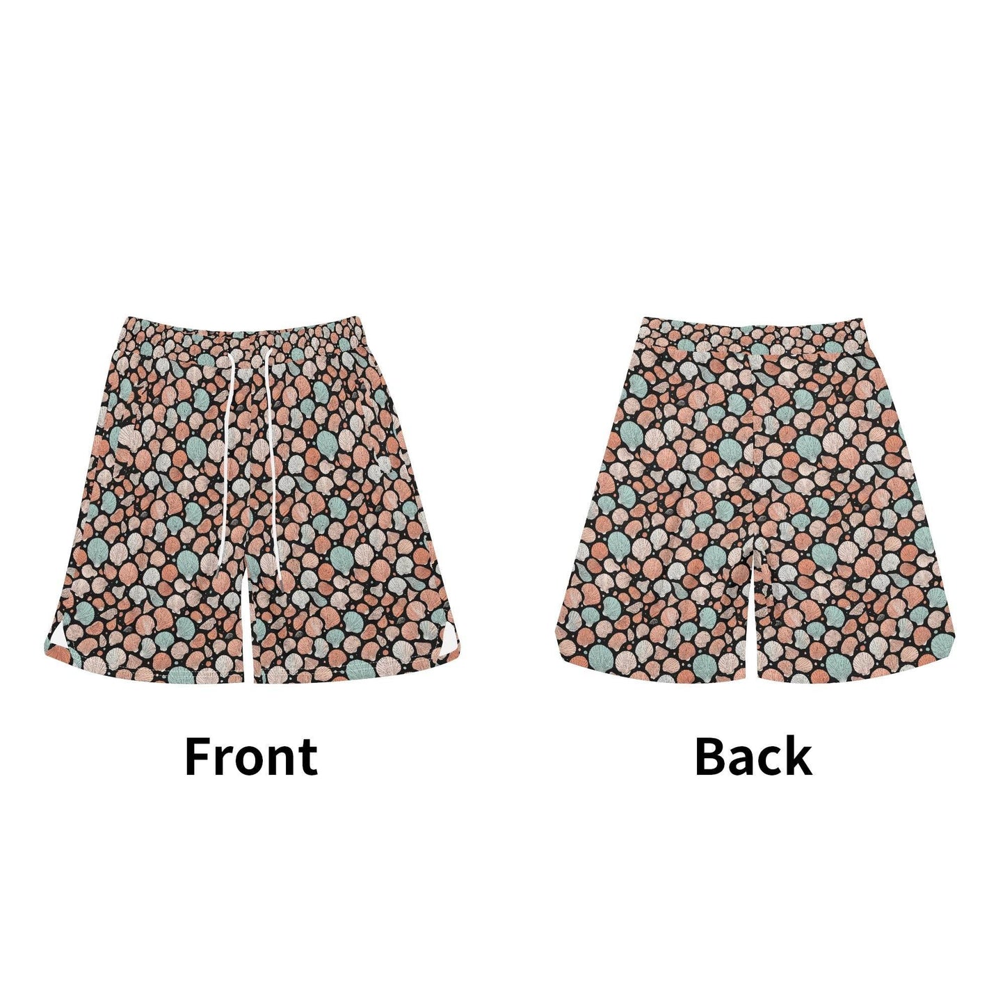 Men's Seashells Mesh Shorts Sea Life Swim Trunks - DeRose Seasonal