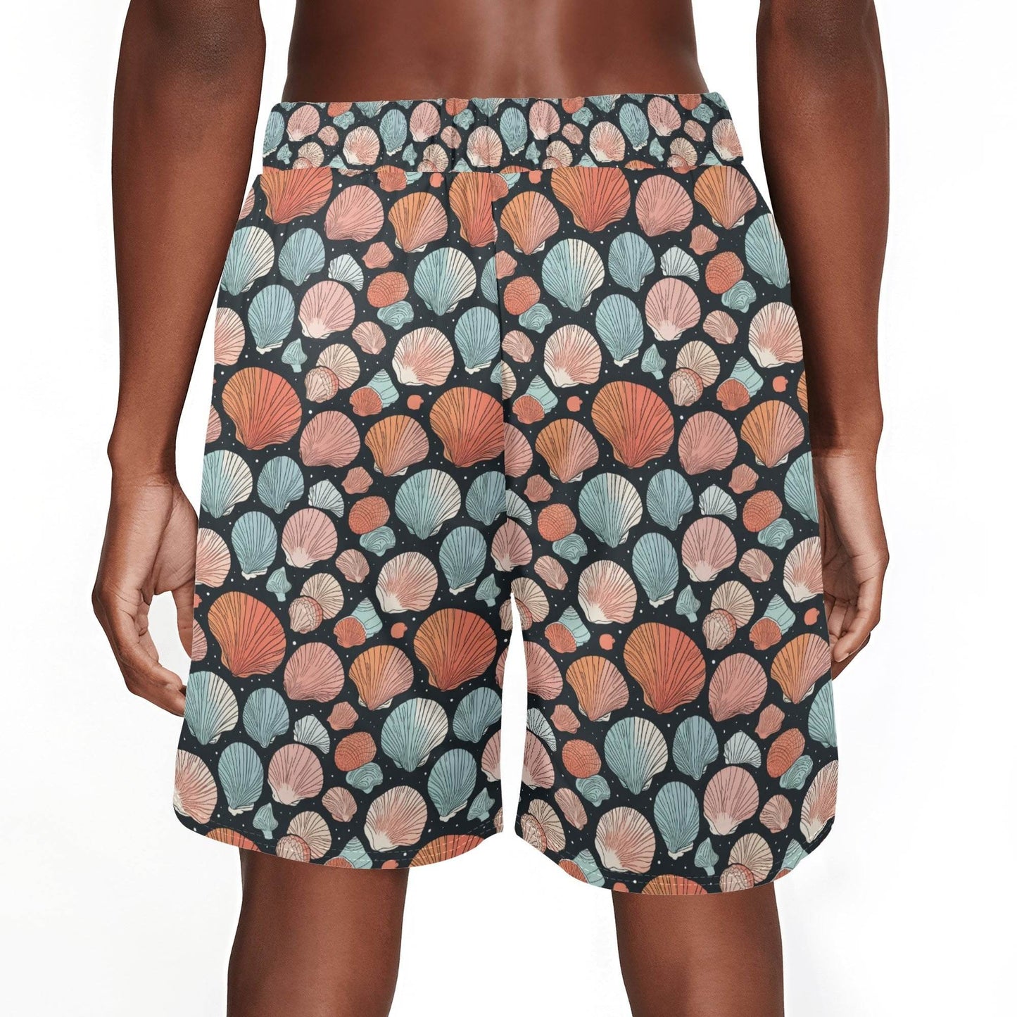 Men's Big Shells Mesh Shorts Sea Life Swim Trunks - DeRose Seasonal
