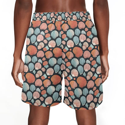 Men's Big Shells Mesh Shorts Sea Life Swim Trunks - DeRose Seasonal
