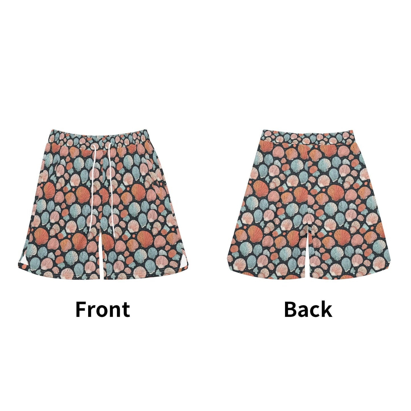 Men's Big Shells Mesh Shorts Sea Life Swim Trunks - DeRose Seasonal