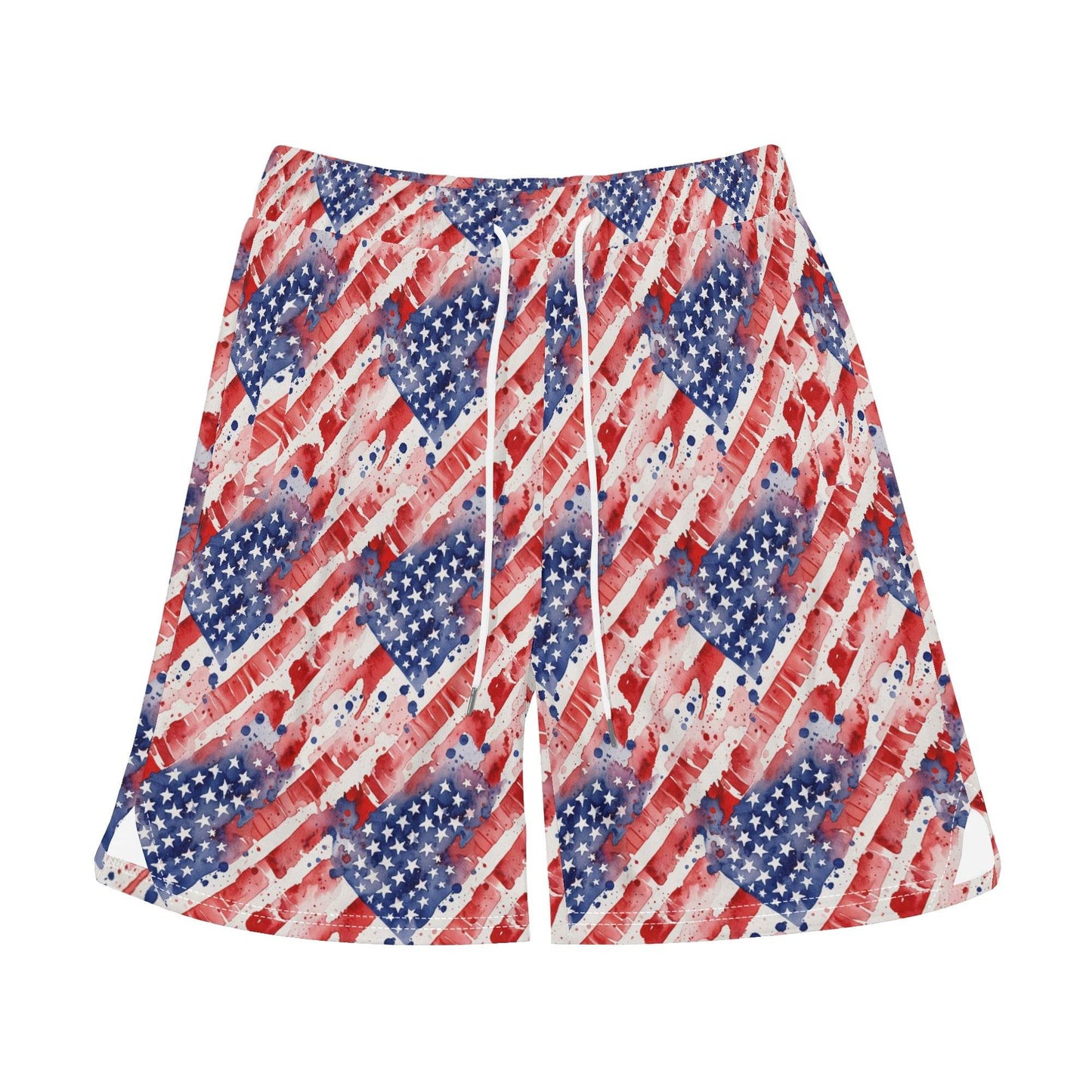 Men's Watercolor Independence Mesh Shorts Sea Life Swim Trunks - DeRose Seasonal
