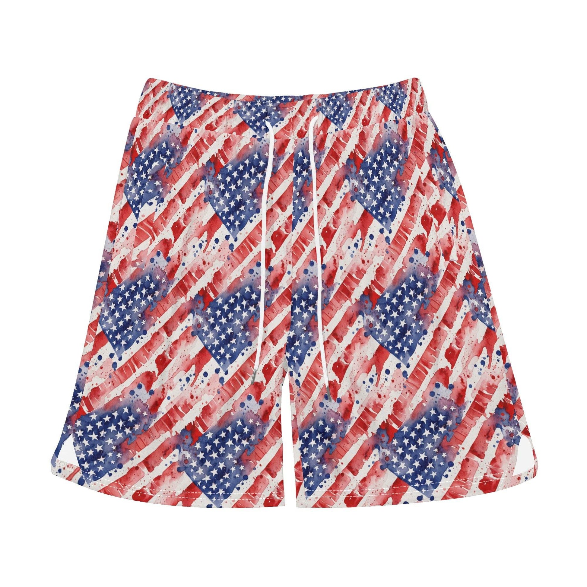 Men's Watercolor Independence Mesh Shorts Sea Life Swim Trunks - DeRose Seasonal