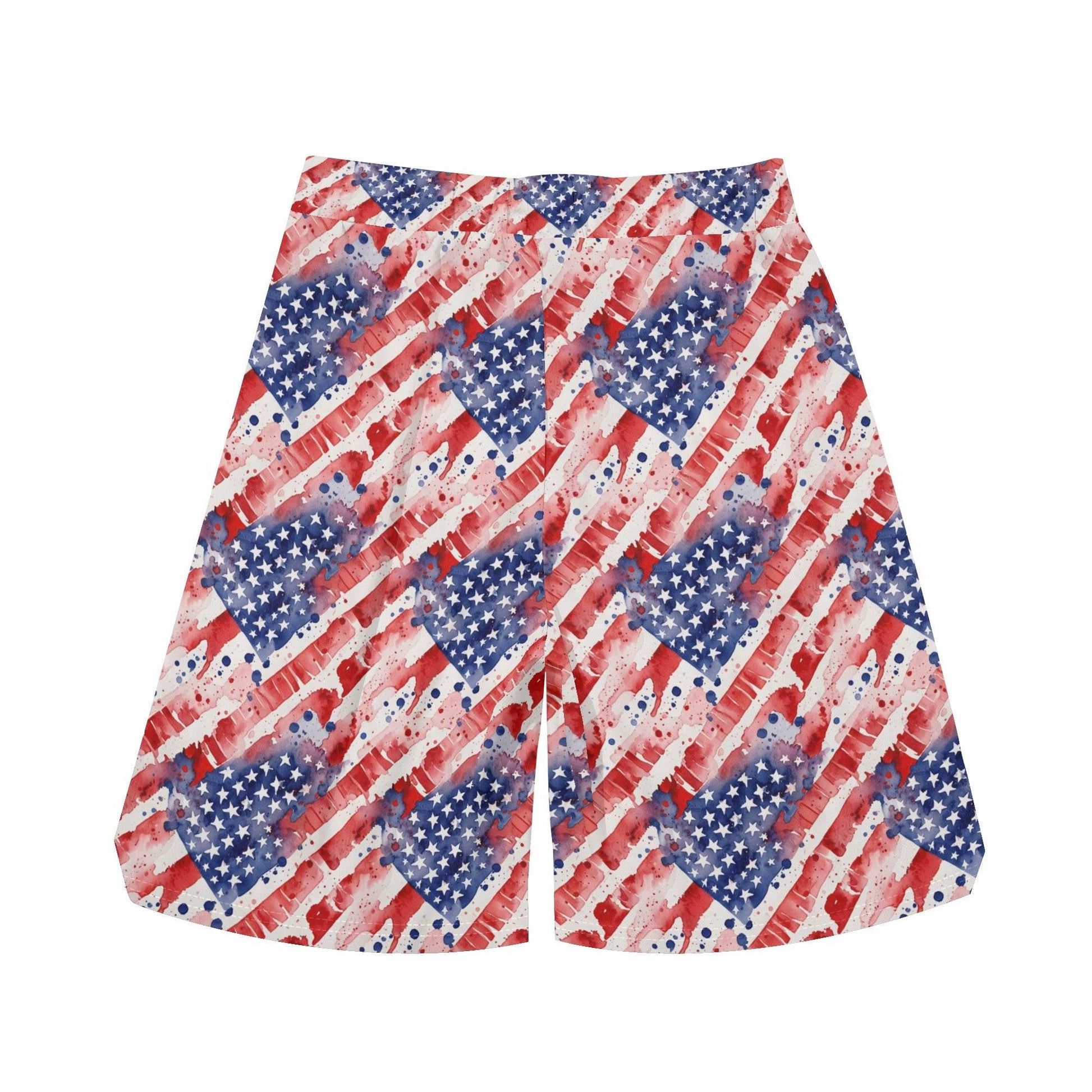 Men's Watercolor Independence Mesh Shorts Sea Life Swim Trunks - DeRose Seasonal