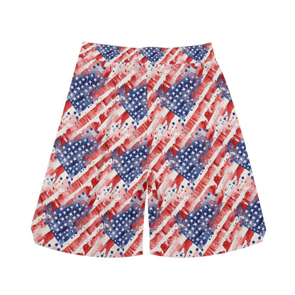 Men's Watercolor Independence Mesh Shorts Sea Life Swim Trunks - DeRose Seasonal