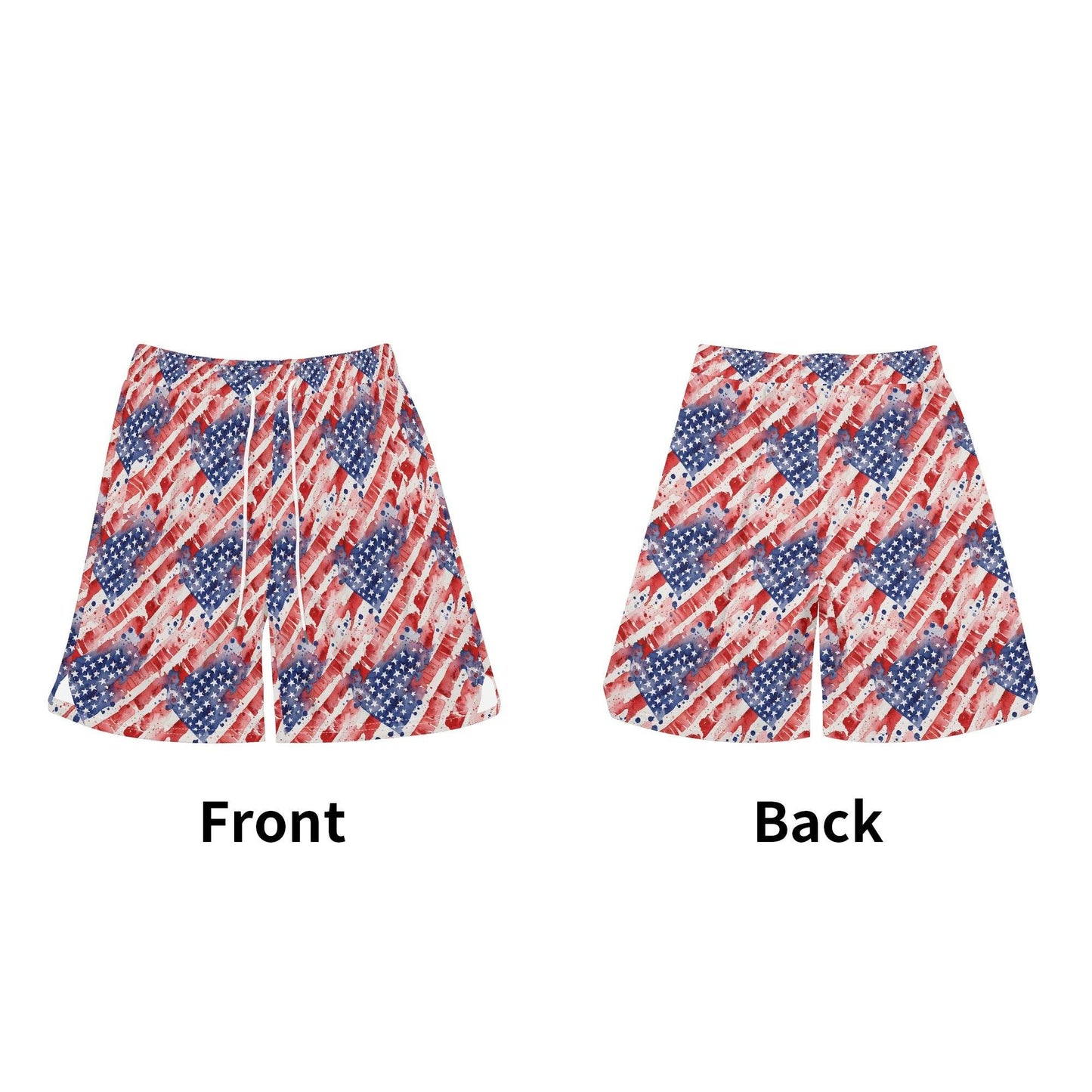 Men's Watercolor Independence Mesh Shorts Sea Life Swim Trunks - DeRose Seasonal