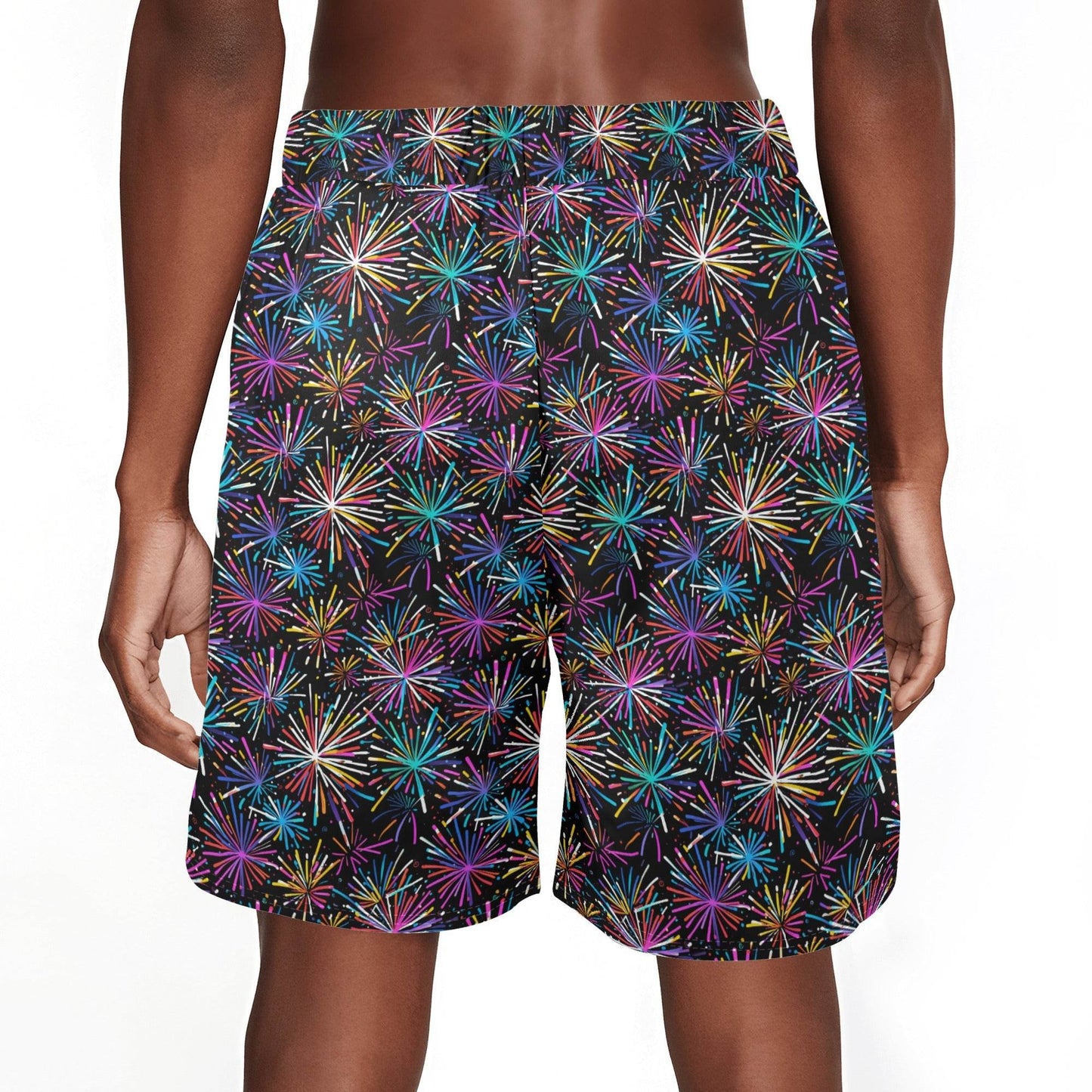 Men's Sharp Fireworks Mesh Shorts Sea Life Swim Trunks - DeRose Seasonal