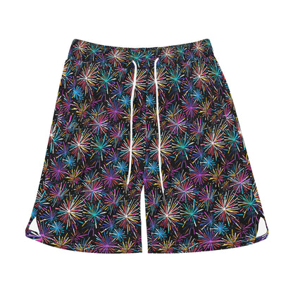 Men's Sharp Fireworks Mesh Shorts Sea Life Swim Trunks - DeRose Seasonal