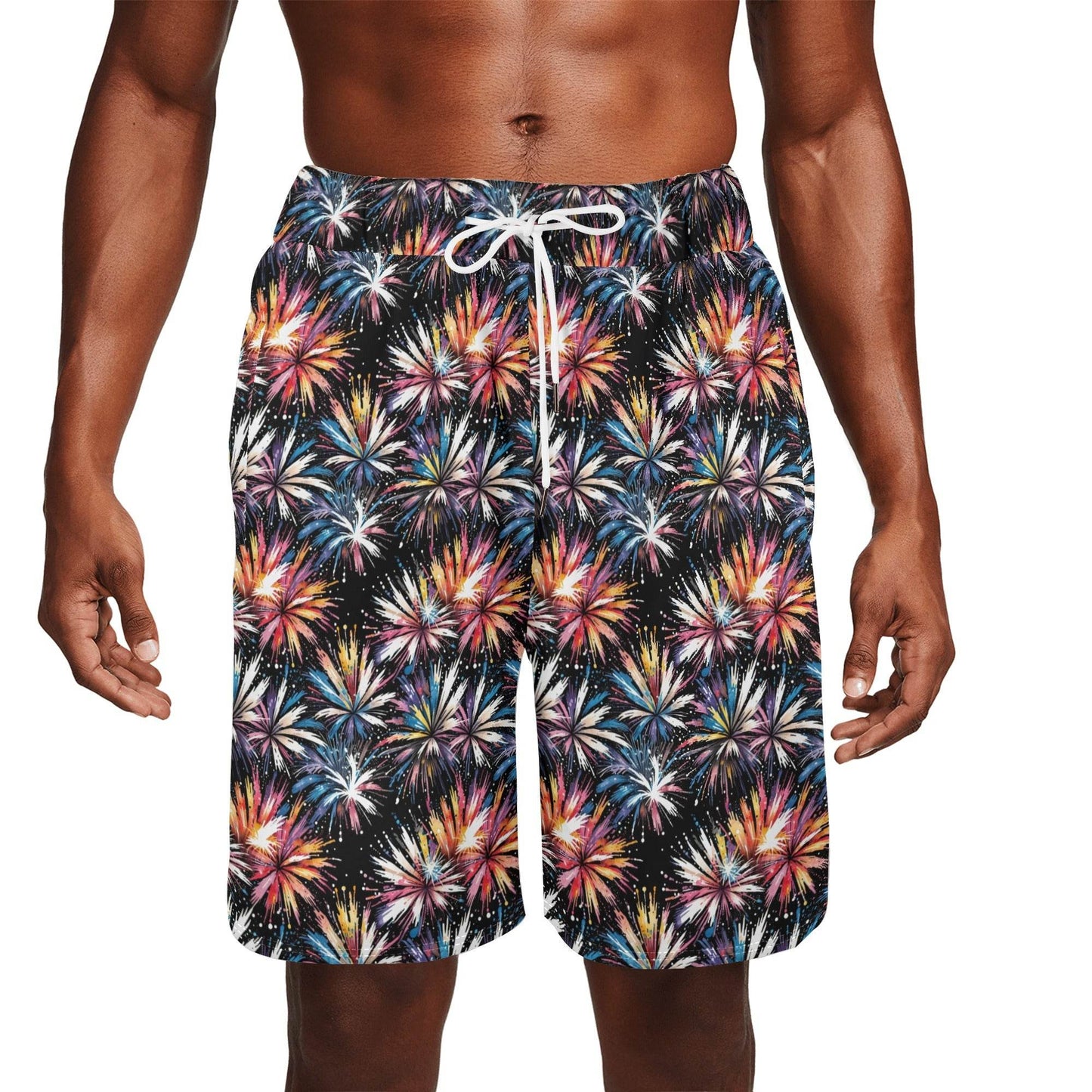 Men's Freedom Fireworks Mesh Shorts Sea Life Swim Trunks - DeRose Seasonal