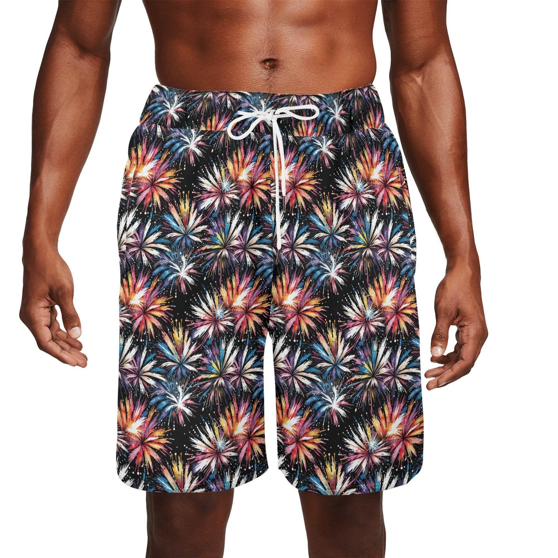 Men's Freedom Fireworks Mesh Shorts Sea Life Swim Trunks - DeRose Seasonal