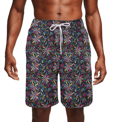 Men's Colorful Fireworks Mesh Shorts Sea Life Swim Trunks - DeRose Seasonal