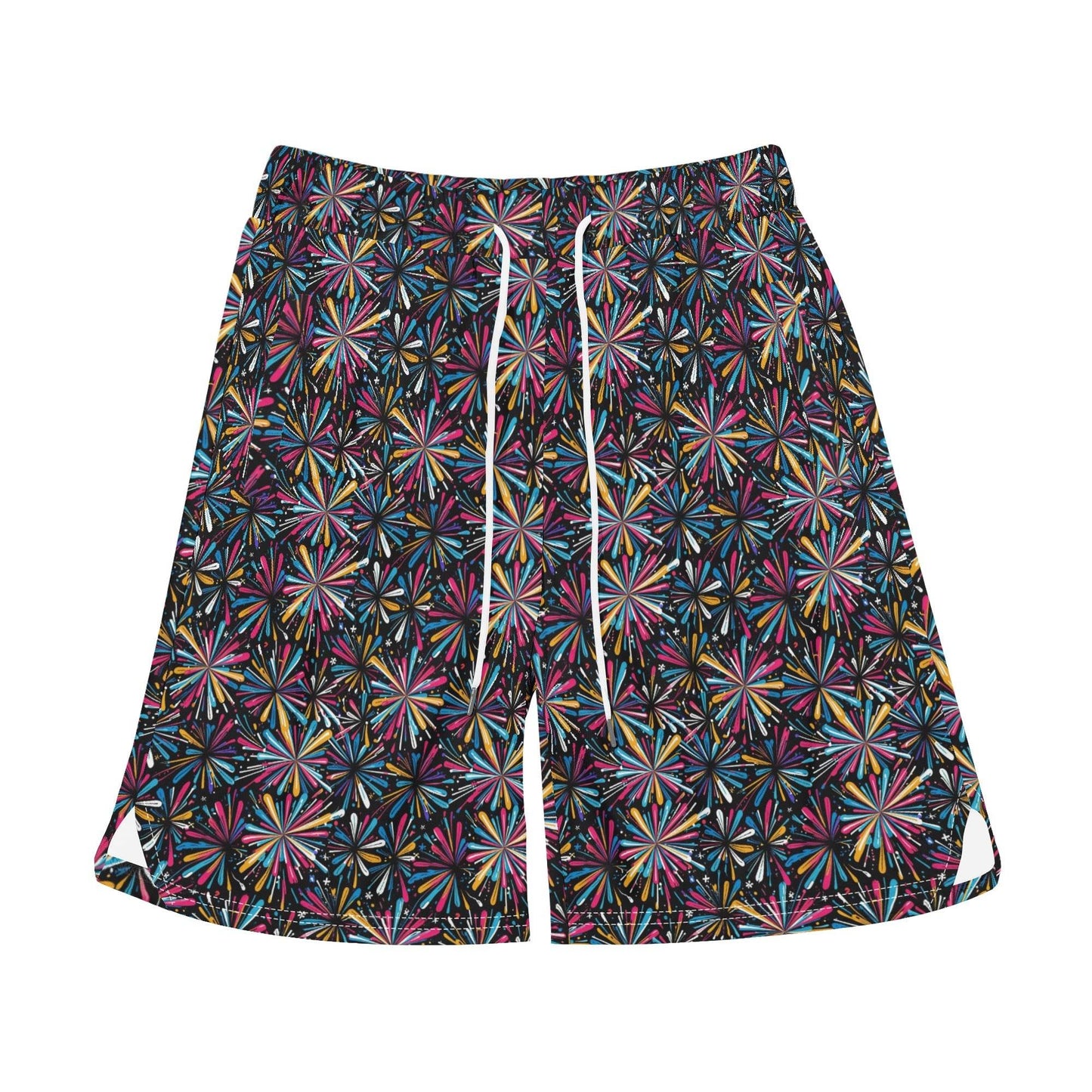 Men's Colorful Fireworks Mesh Shorts Sea Life Swim Trunks - DeRose Seasonal