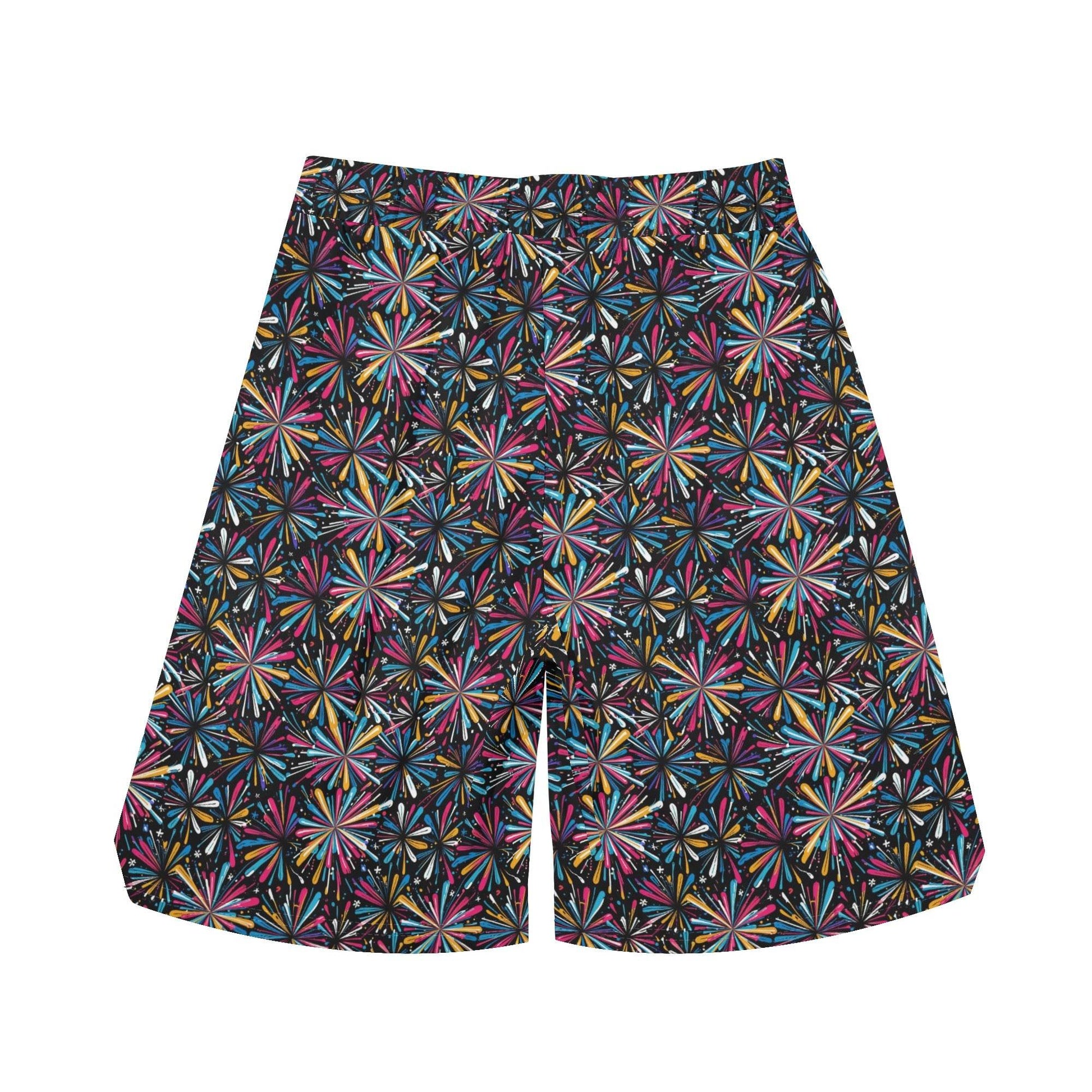 Men's Colorful Fireworks Mesh Shorts Sea Life Swim Trunks - DeRose Seasonal