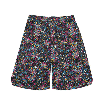 Men's Colorful Fireworks Mesh Shorts Sea Life Swim Trunks - DeRose Seasonal