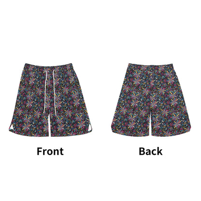 Men's Colorful Fireworks Mesh Shorts Sea Life Swim Trunks - DeRose Seasonal