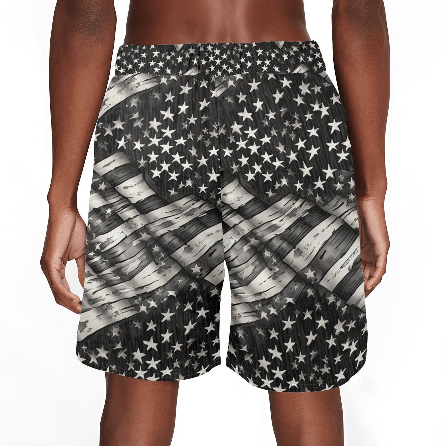 Men's Battered Flag Mesh Shorts Sea Life Swim Trunks - DeRose Seasonal