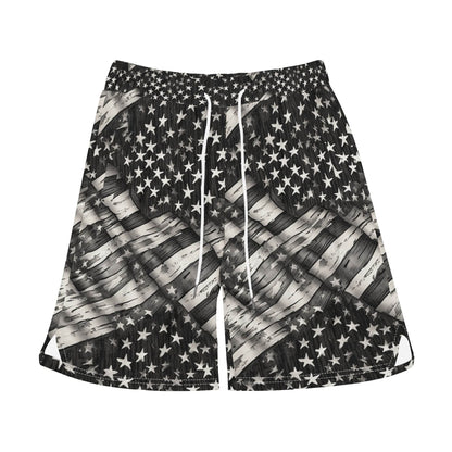 Men's Battered Flag Mesh Shorts Sea Life Swim Trunks - DeRose Seasonal
