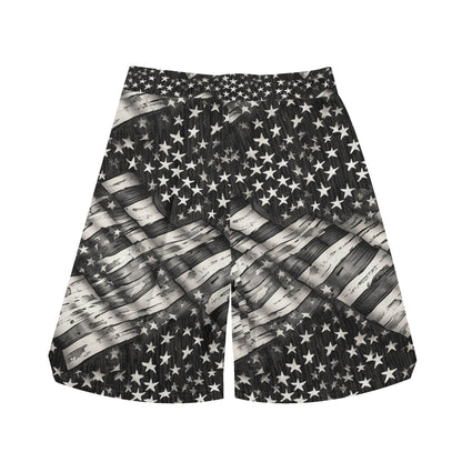 Men's Battered Flag Mesh Shorts Sea Life Swim Trunks - DeRose Seasonal