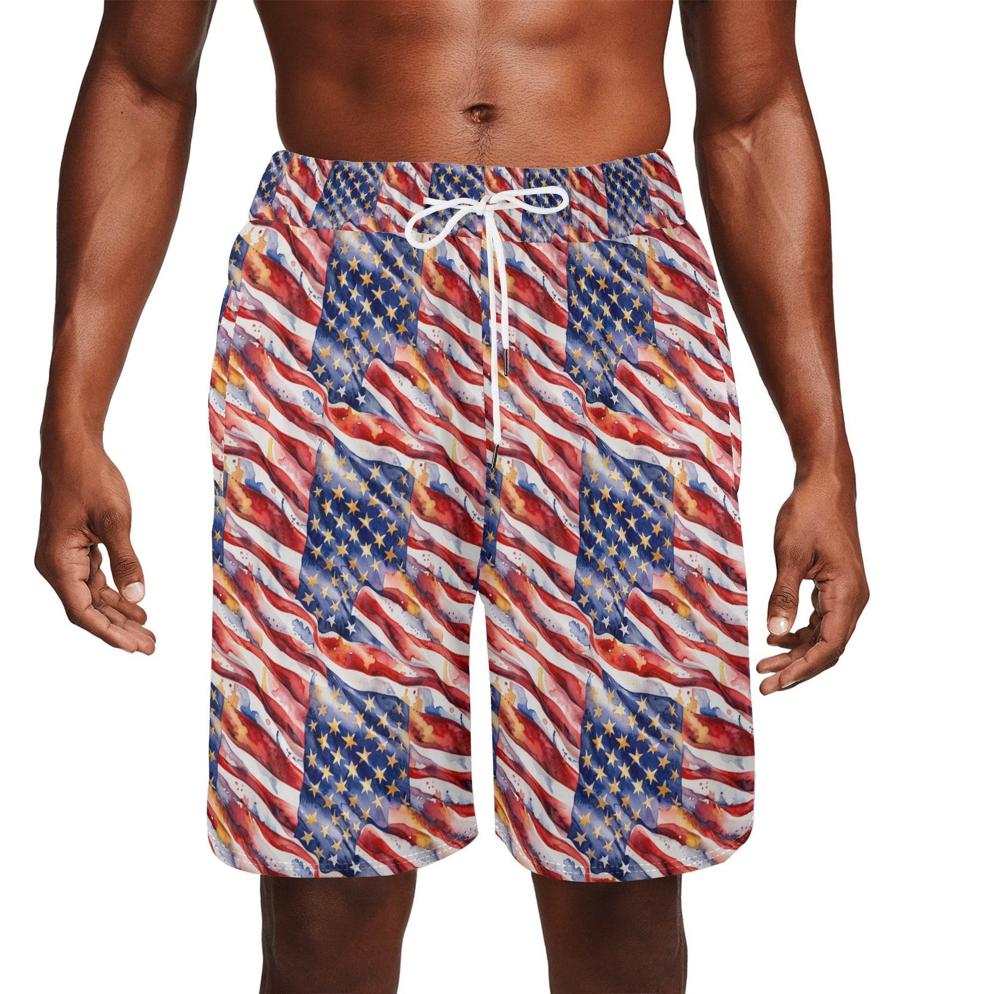 Men's USA Proud Mesh Shorts Sea Life Swim Trunks - DeRose Seasonal