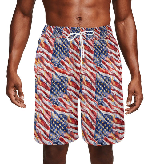 Men's USA Proud Mesh Shorts Sea Life Swim Trunks - DeRose Seasonal
