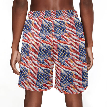 Men's USA Proud Mesh Shorts Sea Life Swim Trunks - DeRose Seasonal