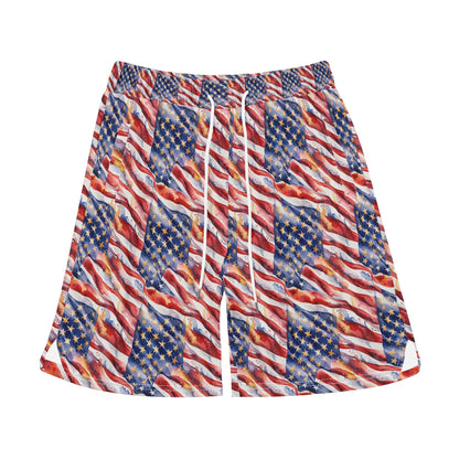 Men's USA Proud Mesh Shorts Sea Life Swim Trunks - DeRose Seasonal