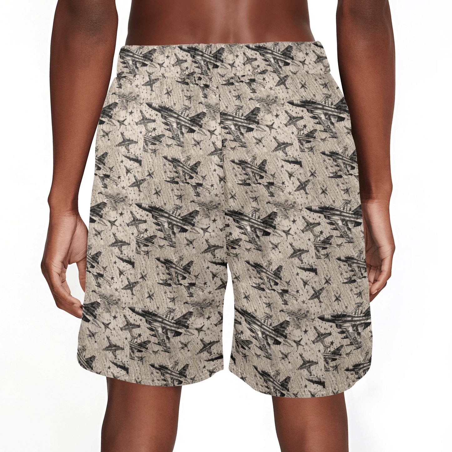Men's Abstract Fighter Jets Mesh Shorts Sea Life Swim Trunks - DeRose Seasonal
