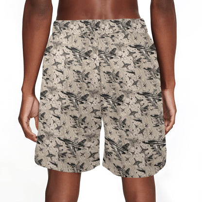 Men's Abstract Fighter Jets Mesh Shorts Sea Life Swim Trunks - DeRose Seasonal